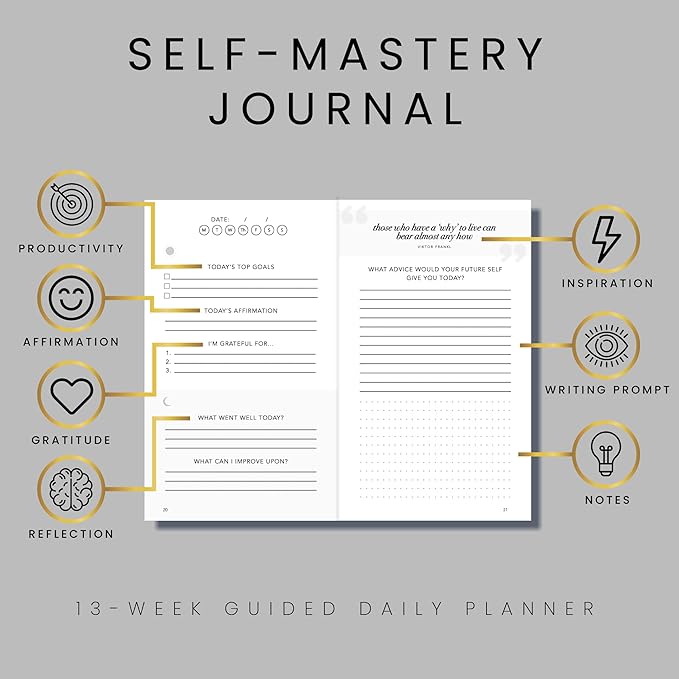 Daily Journal for Men - Gratitude Journal Notebook - Reflection Journal for Mindfulness