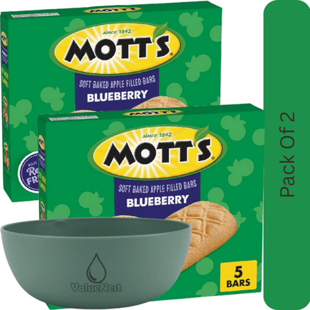 Mott’s Soft Baked Apple Filled Bars, Blueberry Flavor, 5 Count (6.55 oz) with olive green bowl by ValueNest