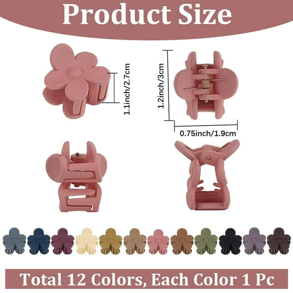 1 set 12Pcs Plastic Claw Hair Clips Small Square Mixed Colors 1.08x1.16x1.06 inch for Thick Thin Hair Styling Accessories