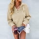 thumbnail image 4 of Sudadera con cuello en V para mujer, cuello alto, manga raglán larga, ajuste a presión, suelta para el trabajo diario y deportes, 4 of 8