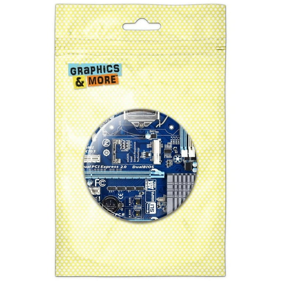 Blue Computer Motherboard Processor CPU Memory Refrigerator Button Magnet