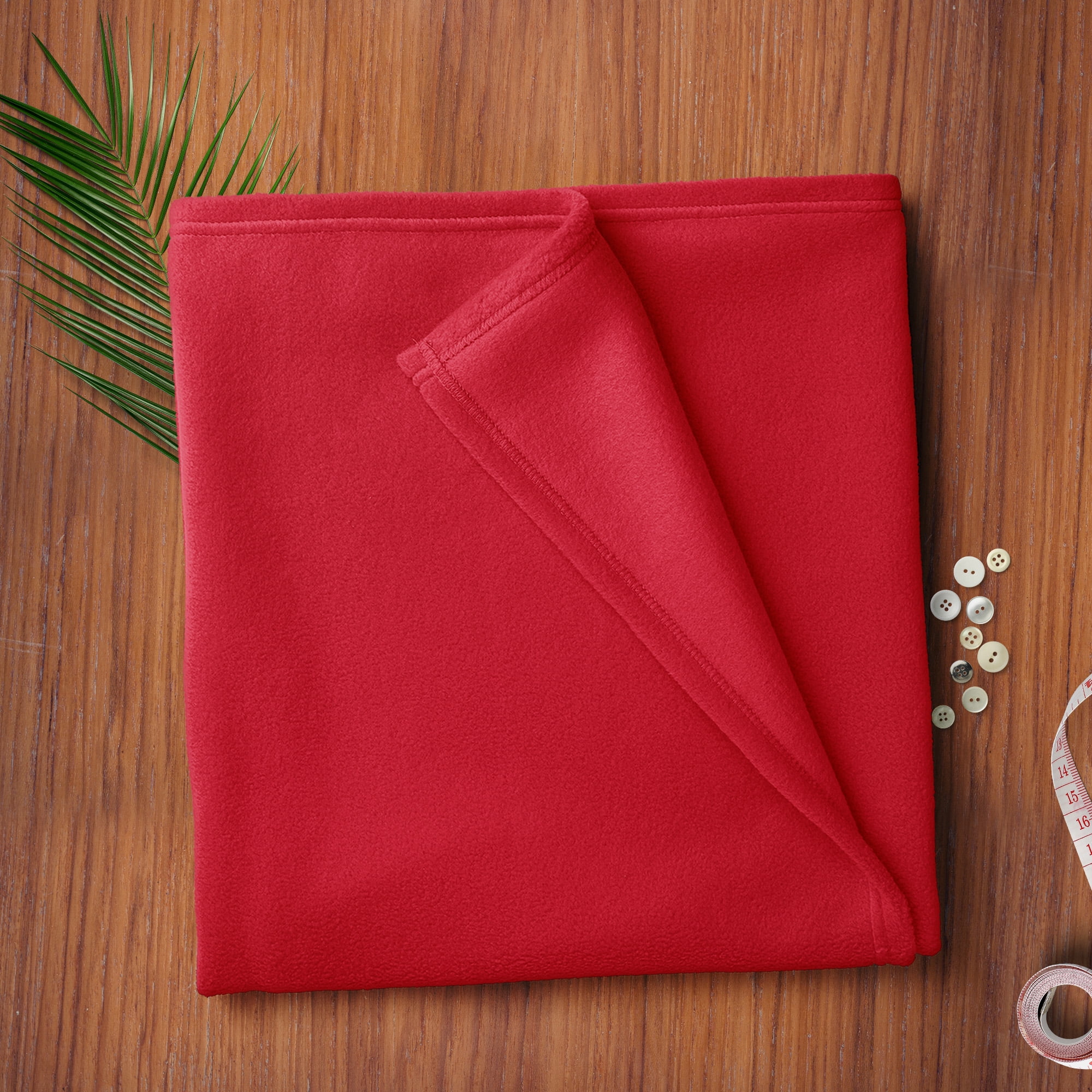 Mainstays 1.5 Yards 100% Polyester Brushed Fleece Solid, Red, 60" Wide for Crafts