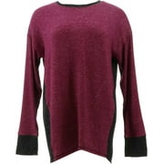 Soft Cozy Colorblock Sweater Knit Hi-Low Top Women's 663-244