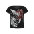 thumbnail image 2 of Gzhioc Women's Casual Simple Short Sleeve Short T-Shirt, Flower Wing Printed Round Neck Street Style Tee Shirt, 2 of 9