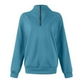 thumbnail image 4 of YUGYXL Women's Quarter Zip Pullover Fleece Fall Oversized Sweatshirts Long Sleeve Casual Lapel Pullover Sweater Winter Clothes Sky Blue L, 4 of 7