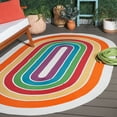 thumbnail image 3 of SAFAVIEH Braided Luvina Striped Reversible Area Rug, Ivory/Rainbow, 5' x 8' Oval, 3 of 19