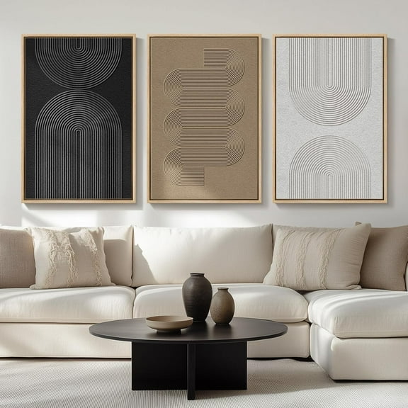 Neutral Singg Wall Art for Living Room, 3 Piece Modern Canvas Prints Paintings Artwork for Walls-Tan Beige Brown Minimalist Pictures for Living Room Hallway Bedroom Wall Decor