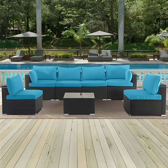 Outdoor Cushions for Patio Furniture Replacement,Patio Furniture Cushions,Deep Seat Patio Cushions,Patio Seat Cushions for Outdoor Sectional-Sky Blue