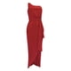 thumbnail image 3 of Vestidos de invitada de boda Prolriy para mujer, vestido largo plisado con lentejuelas y un hombro al descubierto, con lazo en la cintura, 2024, para mujer, color rojo, talla 2, 3 of 6