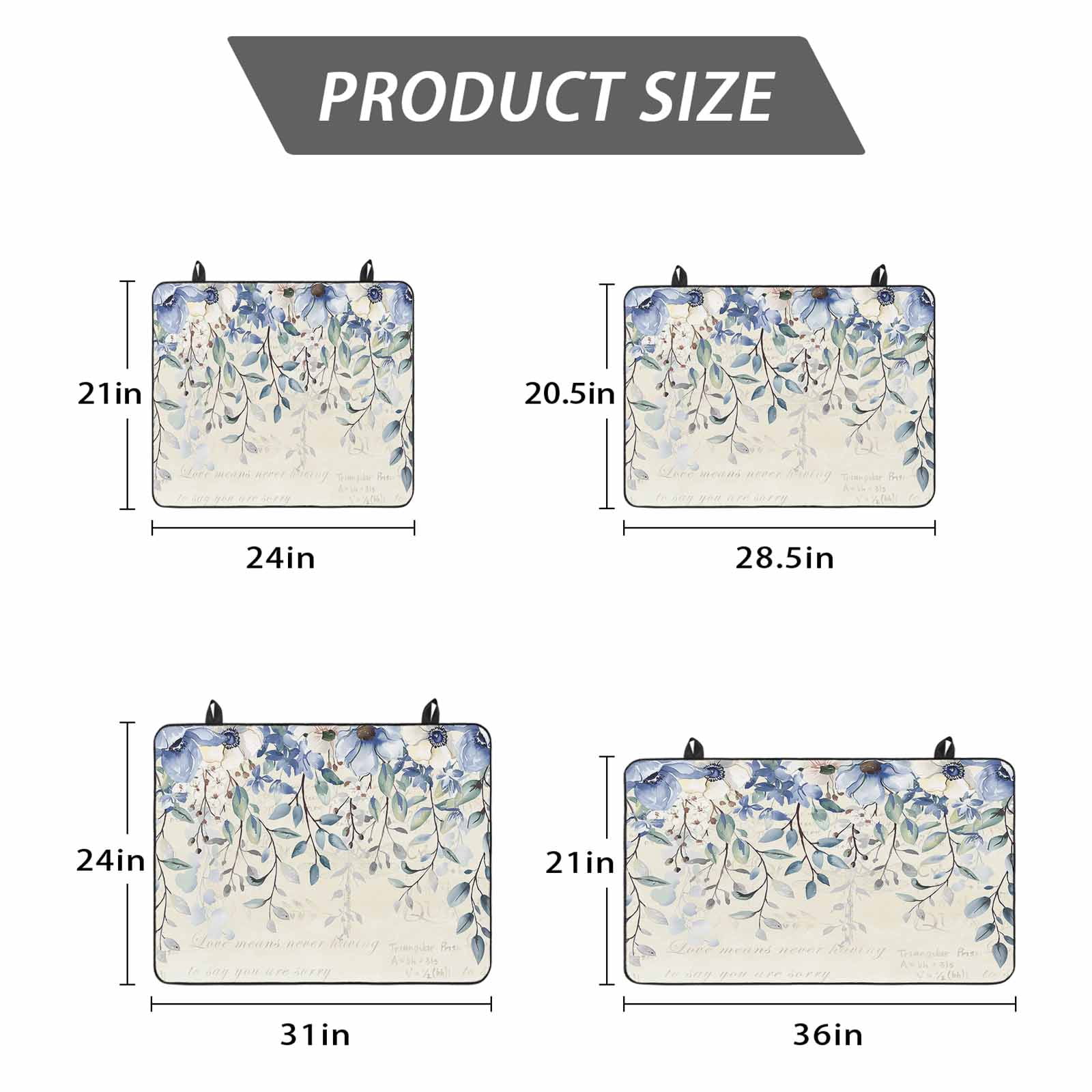 Blue Flower Stove Top Cover for Electric Stove, Heat-proof & Non Slip Glass Top Stove Cover Protector, Farmhouse Eucalyptus Retro Country Plant Kitchen Flat Cooktop Rubber Mat 28.5x20.5 Inches