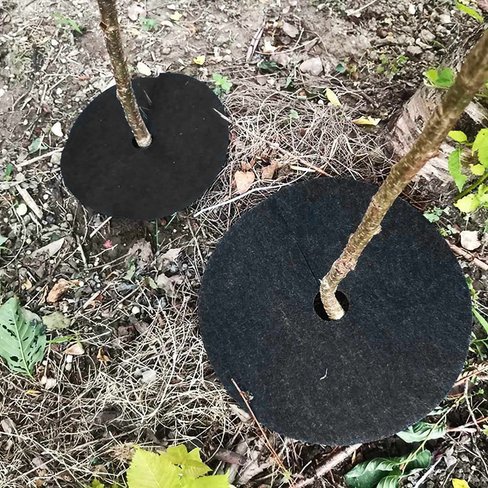 sunsanly 12 Pcs Degradable Tree Mulch Ring Round Anti-Grass Protector Mat Non-Woven Fabric Cover Reusable Weed Barrier Mat for Root Protection Weed Control