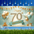 thumbnail image 6 of Elegant Design Happy Birthday Banner Colorful Balloons Golden Glitter Party Backdrop for 70th Celebration Event Decoration Indoor Party, 6 of 8