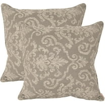 Outdoor/Indoor Sunbrella Set of 2 Toss Pillows 20 inch x 20 inch x 5 inch Square Rialto with Pipe (Pebble)