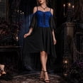 thumbnail image 2 of YuXingFu Gothic Dresses for Women Halloween Mesh Lace Patchwork Suspender Off Shoulder Court Style Dress Blue S, 2 of 7