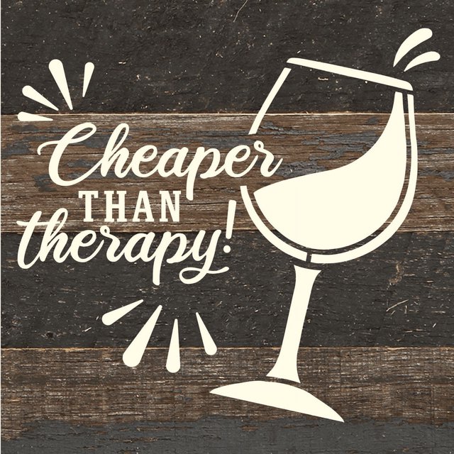 SolarX Eyewear ¡Más barato que la terapia! (copa de vino)... Letrero de Madera