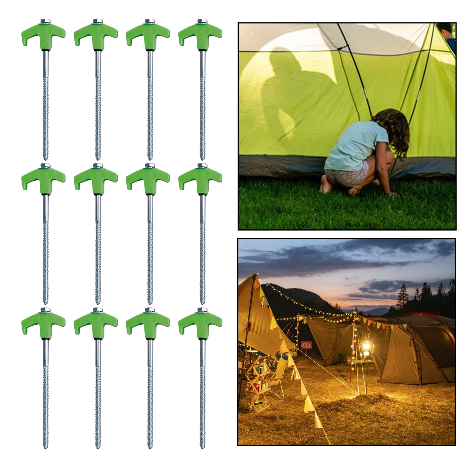12 Pcs Tent Stakes with Hexagonal Sleeves And Storage Box 8 Inch Heavy Duty Non-Rust Metal Tent Pegs Ground Stakes Tent Spikes for Camping Patio Garden Canopies Grassland Outdoor