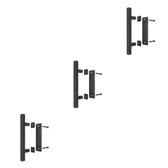 Bewildely Juego de manijas de puerta de granero circulares negras resistentes y duraderas negras para puertas de americanas Cuadrado circular Type1 NO1
