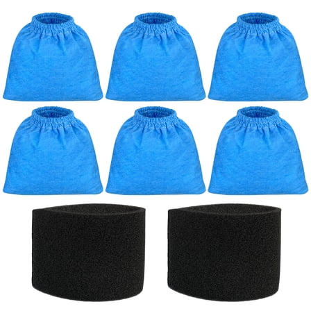 6 Pack VRC5 Filter Bags & 2 Pcs VFF51 Foam Filters Kit Compatible with Vacmaster Most 4 to 16 Gallon Wet/Dry Vacuum, Part# VRC51