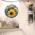 thumbnail image 6 of Vibrant Yellow Flower Metal Wind Spinner with Abstract Concentric White Lines - Modern Garden Decor for Yard and Outdoor Spaces, 6 of 6