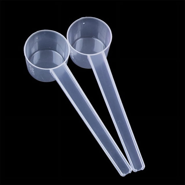 Cuchara medidora de plástico de fondo plano a escala, cuchara medidora fija para 5 g, g, 10 ml, ml, para mascarillas líquidas, leche en polvo