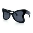 thumbnail image 6 of Womens Bold Bowtie Butterfly Shape Oversized Cute Diva Plastic Sunglasses All Black, 6 of 8