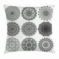 thumbnail image 1 of Henna Throw Pillow Cushion Cover, Ornamental Mandala Design Symmetric Ethnic Motifs Islamic Arabic Ottoman Inspiration, Decorative Square Accent Pillow Case, 16 X 16 Inches, Black White, by Ambesonne, 1 of 2