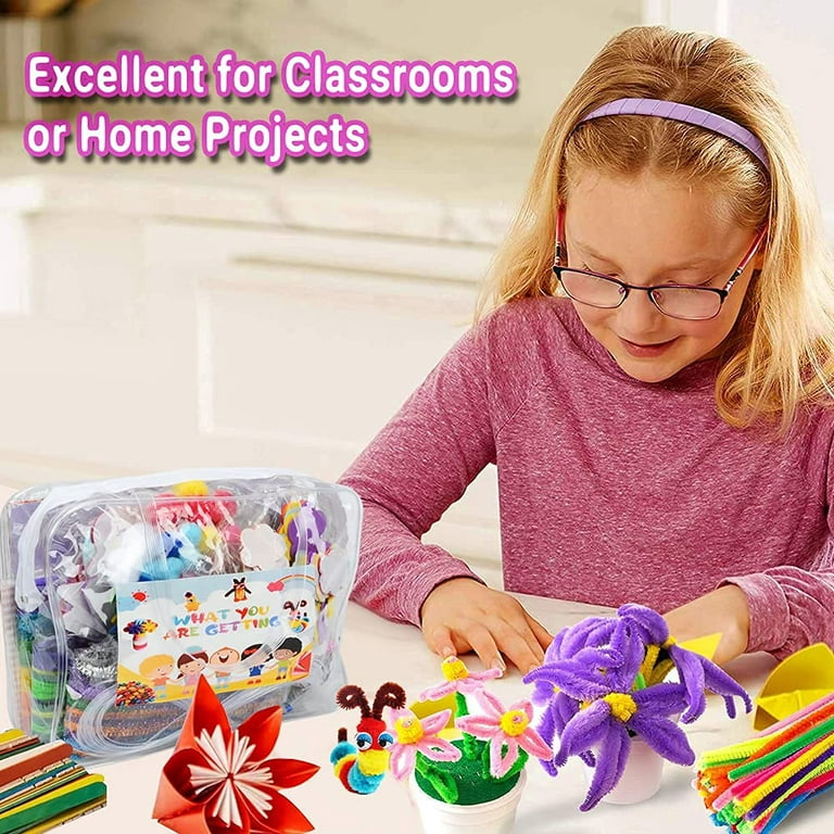 Arts and Crafts Supplies for Kids - Craft Supplies, Craft Kits with Pipe  Cleaners, Pom Poms for Crafts & Gloogly Eyes, Crafts for Kids Ages 4-8,  4-6, 8-12, Preschool Supplies