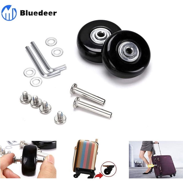 Rotatable Rubber Luggage Wheels, Elastic Polyurethane Replacement for Absorbs Shock and Heavy Load, Set Of 2PCS