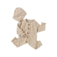 thumbnail image 3 of Qiylii Baby Knitted Romper, Solid Color Long Sleeves Buttons Bodysuit+Hat, 3 of 9