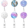 thumbnail image 1 of LAICAIW Porte-Badge Rétractable avec Pince Crocodile, Multicolore Géométrique Aurora Granite, Lot de 6, 1 of 4