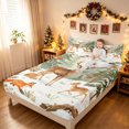 thumbnail image 3 of Manfei Forest Moose Bed Sheets, Merry Christmas Animal Full Size Sheets, White Tan, 4-Piece, 1 Flat Sheet, 1 Fitted Sheet and 2 Pillowcases, 3 of 6