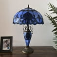 thumbnail image 4 of Tiffany Table Lamp Blue Stained Glass Baroque Style Lavender LED Bulbs Included for Living Room Bedroom Bedside 16"W*16"D*24"H, 4 of 5