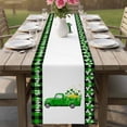 thumbnail image 4 of Saint Patrick's Day Table Runner - 90 Inch Long Spring Green Lucky Three Grass Truck Cotton and Linen Blended Dress Scarves Farmhouse Table Runner for Kitchen Dining, Coffee Table, 13" x 90", 4 of 8