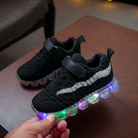 

〖Roliyen〗Girls Sneakers Baby Shoes Run Sport Sneakers Children Kid Led Luminous Bling Casual Girls Boys Baby Shoes