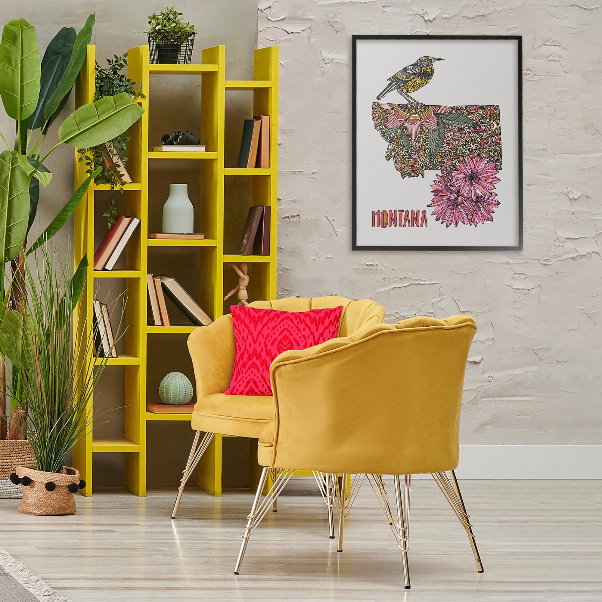 Stupell Industries Floral Montana State Botanical & Floral Painting Black Framed Art Print Wall Art, 24 x 30