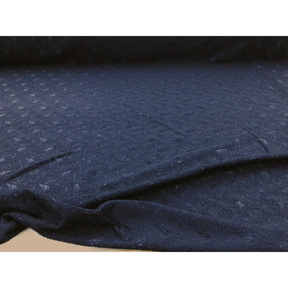 Embroidered Stretch Lace Apparel Fabric Sheer Floral Space Navy Blue WW512