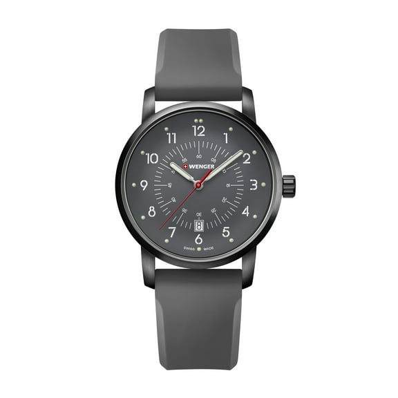 Wenger Avenue Water Resistant Watch with Gray Dial and Silicone Strap