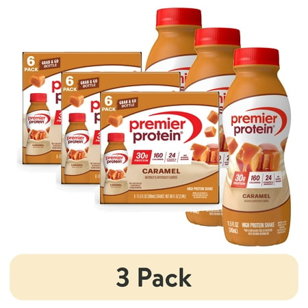 (3 pack) Premier Protein Shake, Caramel, 30g Protein, 11.5 Fl Oz, 12 Ct
