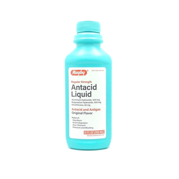 Rugby Laboratories Antacid Liquid 12 fl oz – Heartburn & Gas Relief with Aluminum Hydroxide, Magnesium Hydroxide & Simethicone