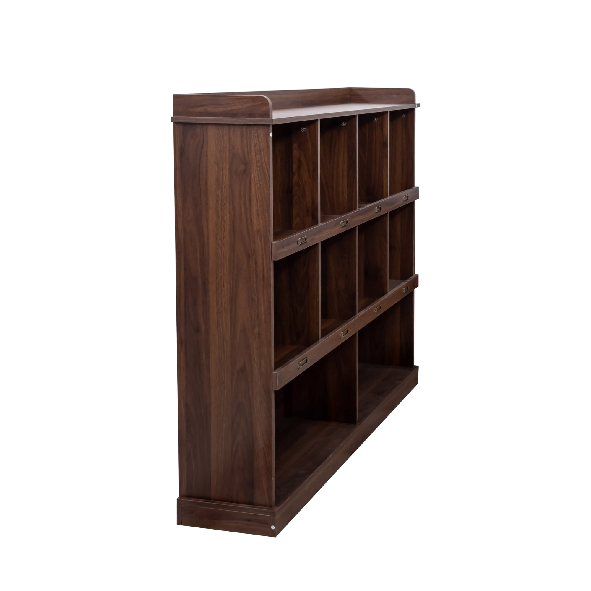 Bookcase, 10 Open Shelves Storage Unit with Melamine Finish, for Books Decor Collectibles in Living Room Office, Walnut
