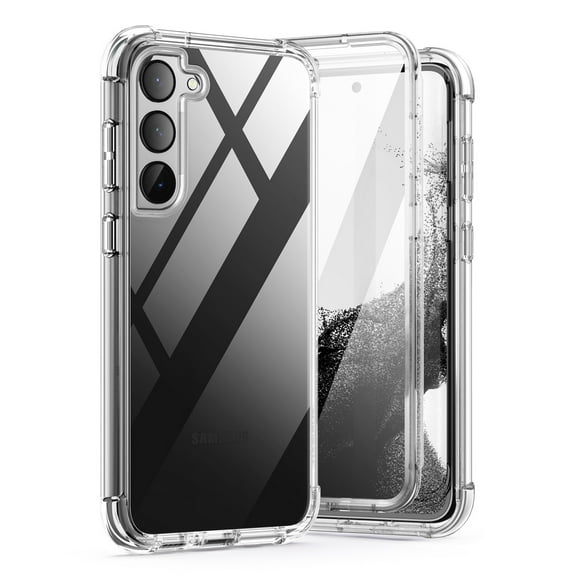 Suritch Clear Case for Samsung Galaxy S23, Shockproof Rugged Hard Shell with Screen Protector, Full Clear
