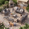 thumbnail image 4 of Slsy Aluminum Patio Furniture Set,3-Seat Sofa with 2 Single Sofas, 2 Ottomans,Loveseat and Coffee Table,Metal Modular Sofa with Thickened Cushions for Porch Balcony Deck Yard Poolside, 4 of 12