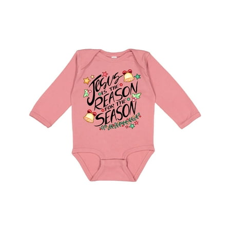

Inktastic Jesus is the Reason for the Season Christmas Bells and Stars Gift Baby Boy or Baby Girl Long Sleeve Bodysuit