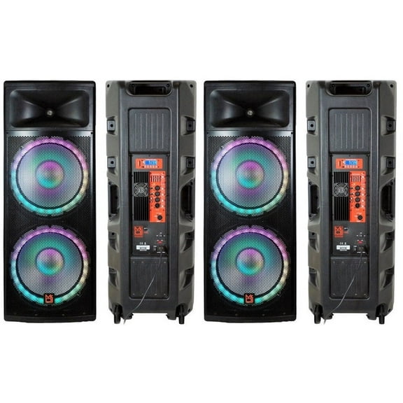 2 MR DJ PRO215LED Bluetooth Speaker Professional Dual 2x15" 5500W Speaker PA DJ LIGHT Bluetooth