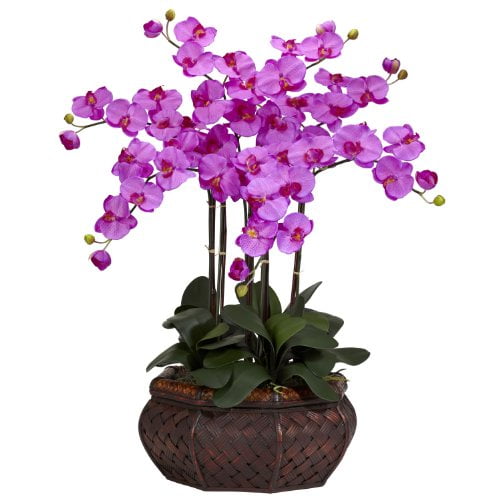 Nearly Natural 1201-OR Grande Fleur de Soie Phalaenopsis Arrangement Orchidée