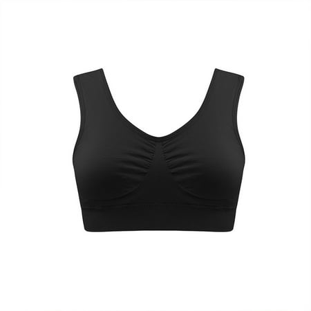 LbsKUS Summer Savings Women s Plus Size Tank Top Bras Cami Sports Bra Comfortable Wireless Everyday Bralettes Workout Yoga Athletic Exercise Push Up Seamless Underwear Black 2XL