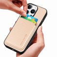 thumbnail image 2 of Dteck Detachable Back Cover for iPhone 16 Pro Max with Card Holder, Magnetic Wallet Pocket Carbon Fiber Texture PU Leather Slim Phone Case, Khaki, 2 of 12
