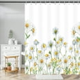 thumbnail image 3 of Spring Floral Shower Curtain, Daisy Flowers White Yellow Watercolor Botanical Plants Shower Curtain Set, Colorful Wildflower Farmhouse Cloth Shower Curtains Bathroom Accessories with 12 Hooks, 60X70in, 3 of 5