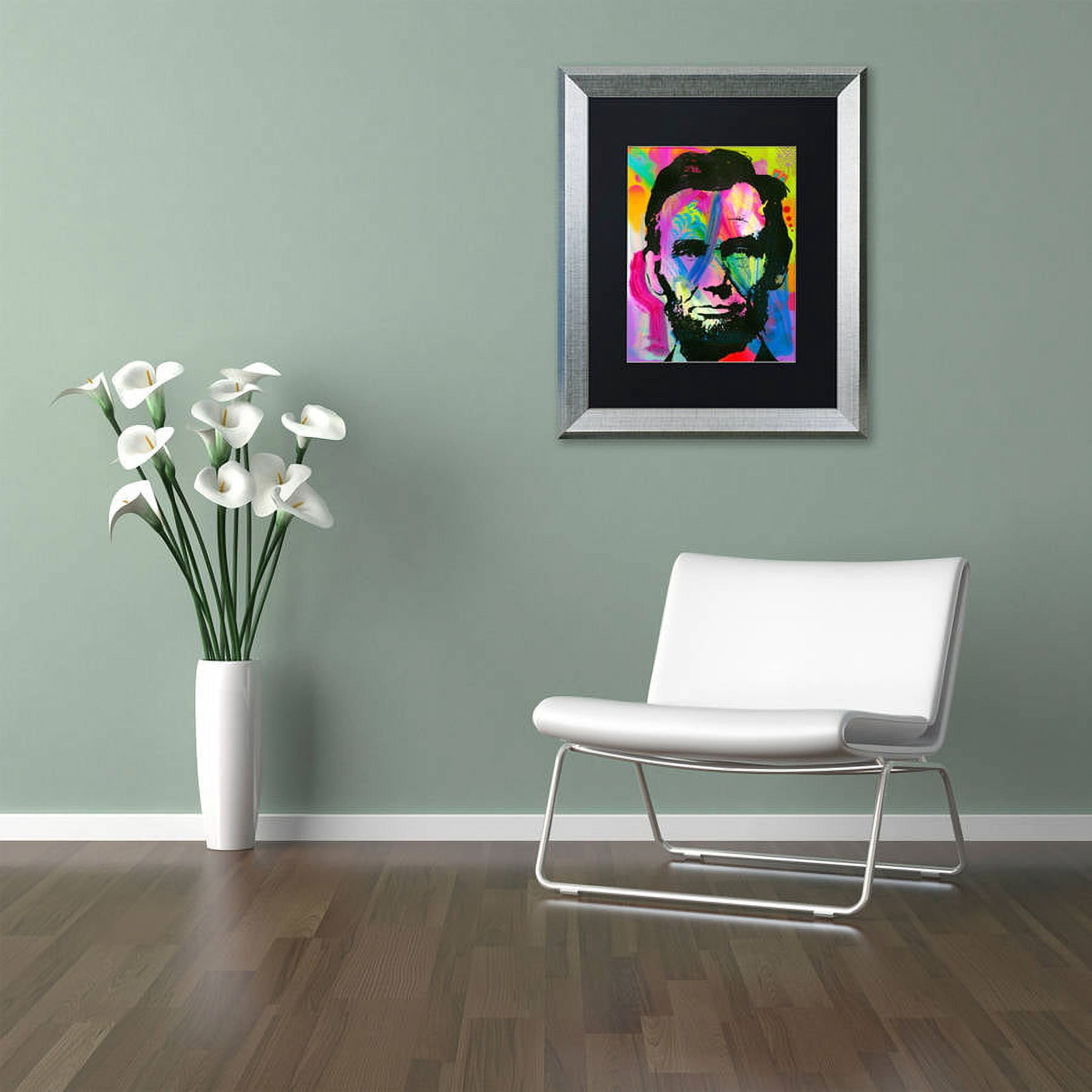 Trademark Fine Art "Abraham Lincoln I" Canvas Art by Dean Russo, Black Matte, Silver Frame