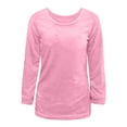 thumbnail image 4 of Fleece Tunic Sweater Tops for Women Winter Warm Plus Size Thermal Underwear Blouses Crew Neck Long Sleeve Pullover (L, Pink), 4 of 5